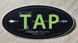 Logo of Titanium Archery Products featuring TAP branding, representing lightweight bow stabilizer systems for improved performance