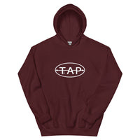 TAP unisex hoodie featuring a white logo, a perfect printed unisex hoodie for archers
